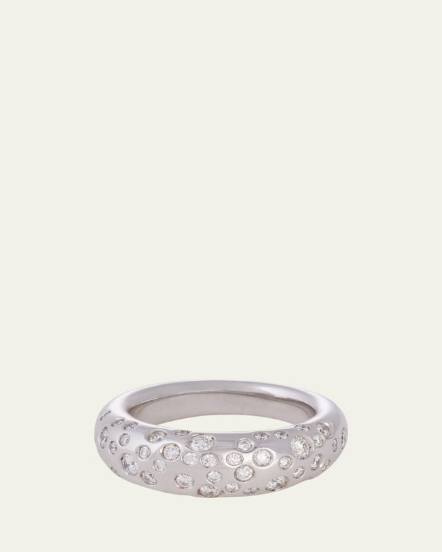 Spotted Diamond French Dome Ring, 7mm